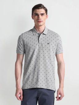 Arrow Sports - Grey Print Regular Polo T-Shirt