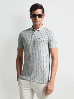 Arrow Sports - Grey Print Regular Polo T-Shirt