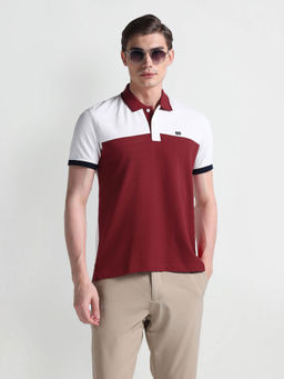 Arrow Sports - Red Colour Block Regular Polo T-Shirt