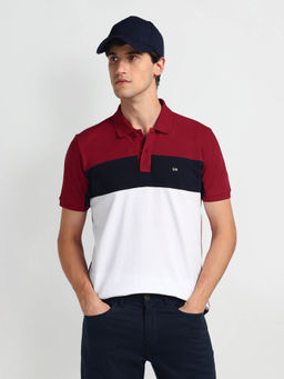 Arrow Sports - Red Colour Block Regular Polo T-Shirt