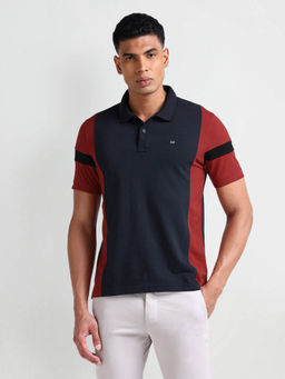 Arrow Sports - Navy Blue Half Sleeve Color Block Polo T-Shirt