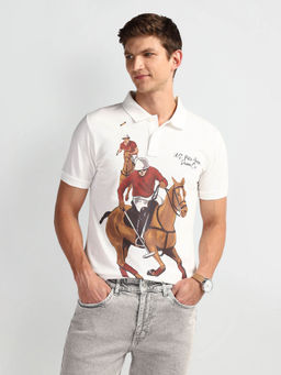 U.S. Polo Assn. Denim Co. - White Graphic Slim Fit Polo T-Shirt