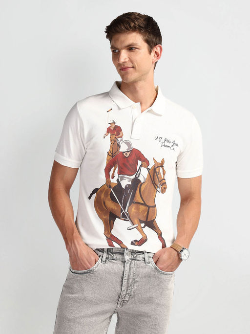 U.S. Polo Assn. Denim Co. White Graphic Slim Fit Polo T-Shirt