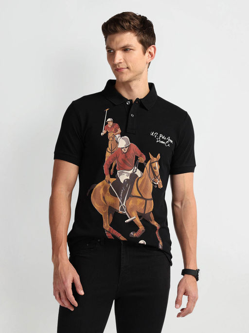 U.S. Polo Assn. Denim Co. Black Graphic Slim Fit Polo T-Shirt