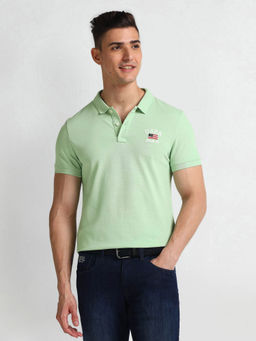 U.S. Polo Assn. Denim Co. - Green Solid Slim Fit Polo T-Shirt
