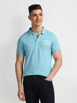 U.S. Polo Assn. Denim Co. - Blue Solid Slim Fit Polo T-Shirt