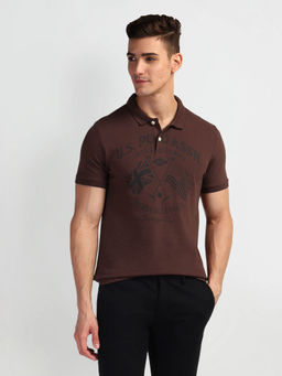 U.S. Polo Assn. Denim Co. - Brown Brand Print Pique Polo T-Shirt