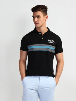 U.S. Polo Assn. Denim Co. - Black Horizontal Stripe Slim Fit Polo T-Shirt