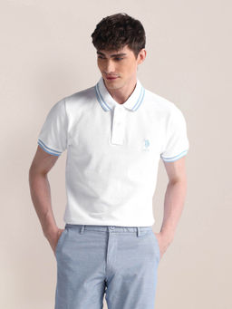U.S. POLO ASSN. - White Slim Fit Half Sleeve Polo T-Shirt