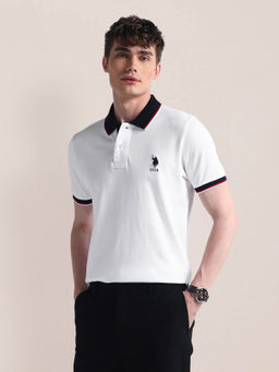 U.S. POLO ASSN. - White Slim Fit Half Sleeve Polo T-Shirt