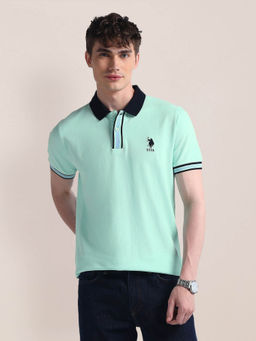 U.S. POLO ASSN. - Teal Slim Fit Pure Cotton Polo T-Shirt