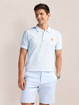 U.S. POLO ASSN. - White Print Slim Fit Polo T-Shirt