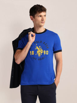 U.S. POLO ASSN. - Blue Crew Neck Brand Print T-Shirt