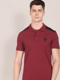 U.S. POLO ASSN. - Red Solid Cotton Polo T-Shirt