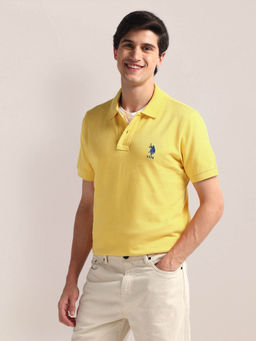U.S. POLO ASSN. - Yellow Slim Fit Pure Cotton Polo T-Shirt