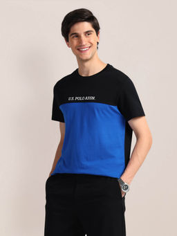 U.S. POLO ASSN. - Black Colour Block Slim Fit T-Shirt