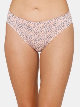 Zivame - Medium Rise Zero Coverage Thong - Gardenprint Peach Pearl