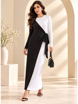 PANIT - Women Black Tie-Ups Wrap Maxi Dress