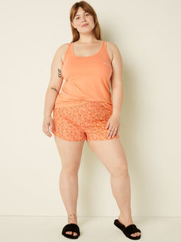 Victoria's Secret - Women Peach Floral Printed Boxy Pyajama Shorts (S)