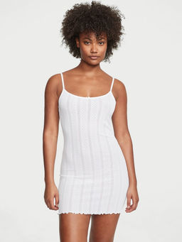 Victoria's Secret - Women White Pointelle Slip Nightdress (L)