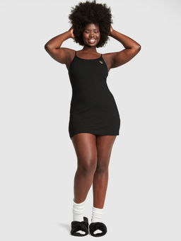 Victoria's Secret - Women Black Stretch Cotton Cami Sleep Dress