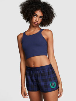 Victoria's Secret - Women Blue Flannel Boxy Pyjama Shorts (2XL)