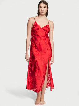 Victoria's Secret - Women Red Archives Burnout Satin Nightdress (S)