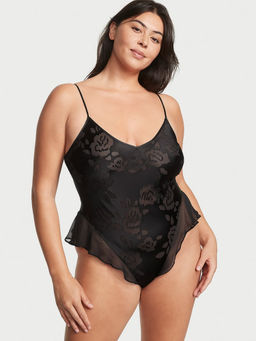 Victoria's Secret - Women Black Vs Archives Burnout Satin Teddy Babydoll