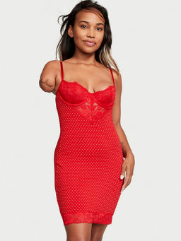 Victoria's Secret - Women Red Modal Lace Cupped Mini Slip Dress