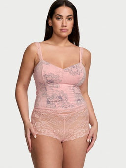 Victoria's Secret - Women Pink Modal Lace Cropped Cami Top with Panty (Set of 2)