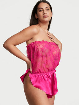 Victoria's Secret - Women Pink VS Archives Silk Strapless Teddy Babydoll