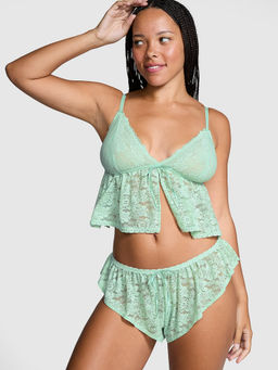 Victoria's Secret - Women Green Wink Lace Cami Top with Flutter Shorts (Set of 2)