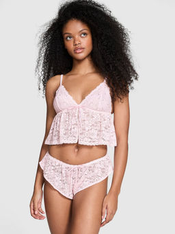 Victoria's Secret - Women Pink Wink Lace Cami Top with Flutter Shorts (Set of 2)