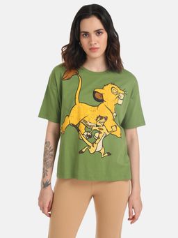 Kazo - Green The Lion King Disney Printed T-Shirt with Sequin Work