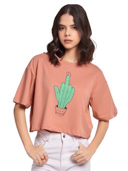The Souled Store - Tss Originals Pink Dont Be A Prick Oversized Crop T-Shirt for Women