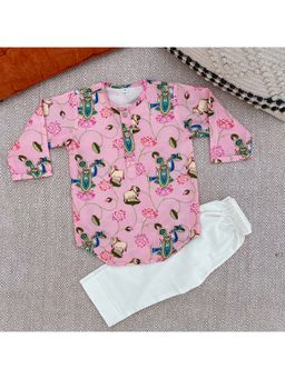 Bhaakur - Pink Chanderi Regular Kurta With Pyjama