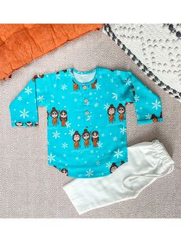 Bhaakur - Blue Organic Cotton Regular Kurta With Pyjama