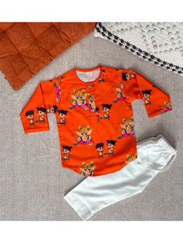 Bhaakur - Orange Organic Cotton Regular Kurta With Pyjama