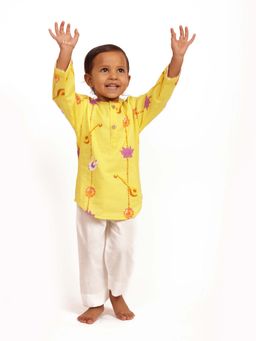 Bhaakur - Yellow Organic Cotton Regular Kurta With Pyjama