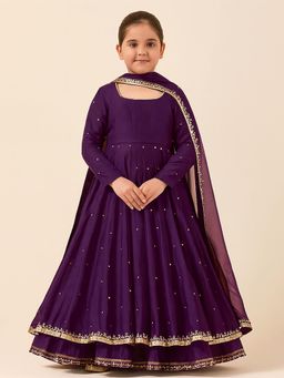 Tiny Pants - Purple Georgette Regular Anarkali Kurta With Churidar & Dupatta