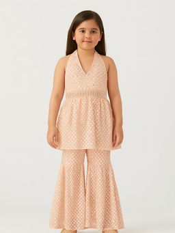 Tiny Pants - Peach Georgette Regular Kurta With Pant