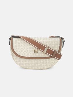 Tommy Hilfiger - Logo Cream Polyurethane Sling Bag