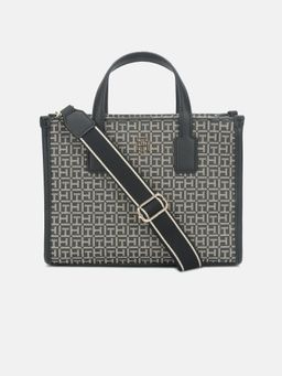 Tommy Hilfiger - Logo Grey Polyurethane Tote Bag with Detachable Strap