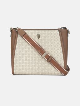 Tommy Hilfiger - Logo Tan Polyurethane Handbag with Detachable Strap