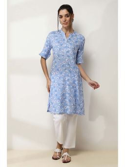Rangriti - Lavender Floral Printed Straight Kurta