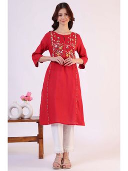 W - Floral Embroidered Rayon Kurta