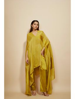 Masumi Mewawalla - Mustard Embroidered Kaftan with Pant (Set of 2)
