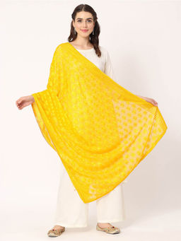 Moda Chales - Yellow Sequined Phulkari Embroidery Dupatta