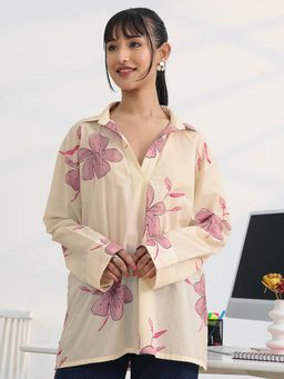 Libas - Off White Cotton Full Sleeves Tunic
