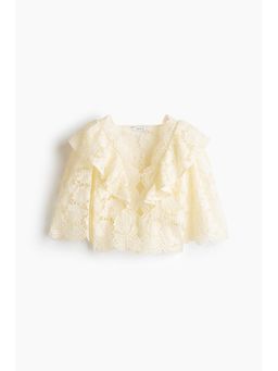 H&M - Women White Flounce-Trimmed Lace Blouse
